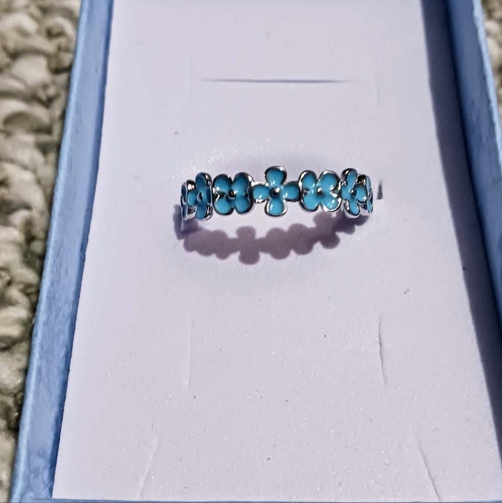 Flowers Sterling Silver Ring - Size 7 & 8 (PINK, BLUE & PURPLE) - Picture 14 of 16